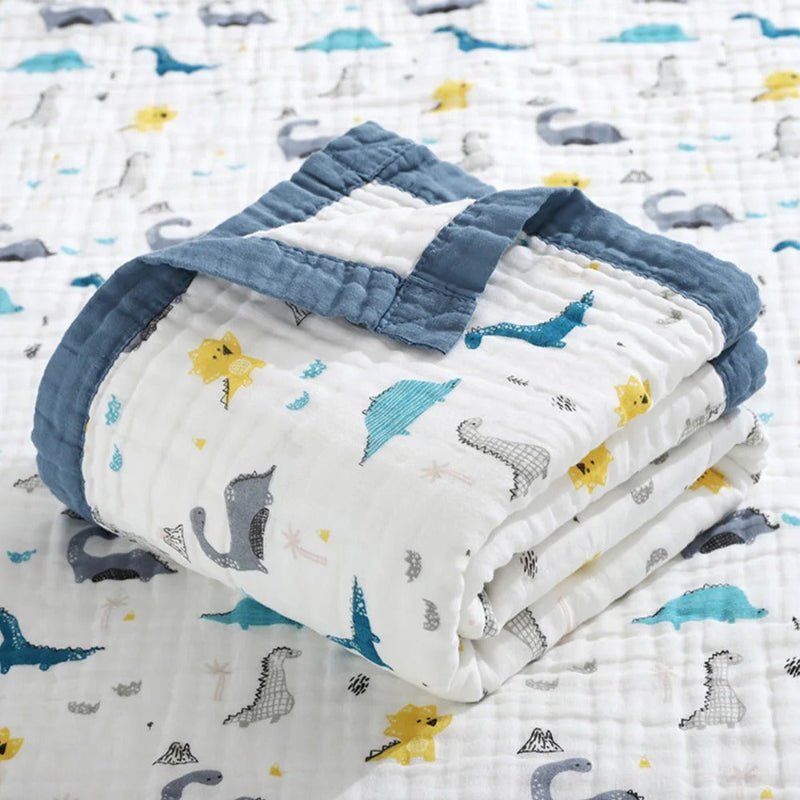 couverture bebe gaze de coton douillet variant bleu calinou