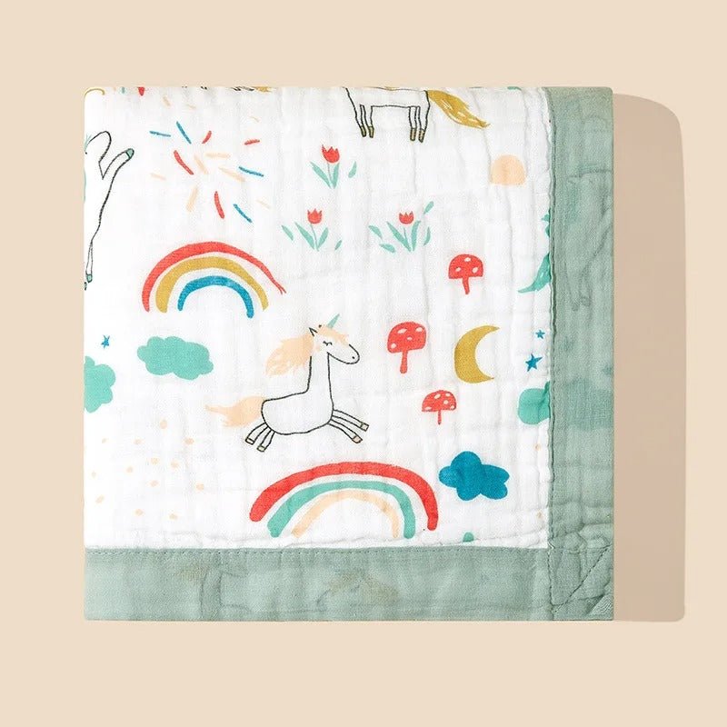 couverture bebe gaze de coton douillet vert calinou