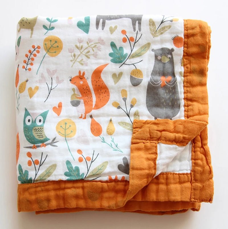 couverture bebe gaze de coton chaude orange calinou