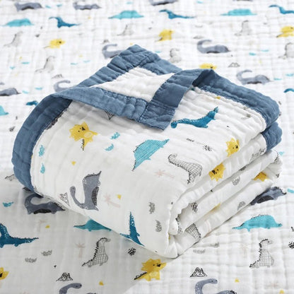 couverture bebe gaze de coton douillet variant bleu calinou