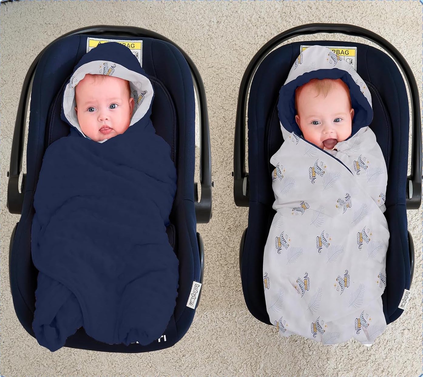 couverture cosy bleu bébé content coupe-vent