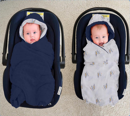 couverture cosy bleu bébé content coupe-vent
