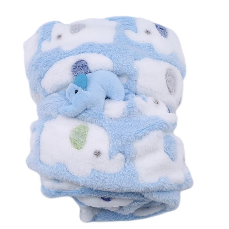 couverture polaire bébé éléphant bleu attache