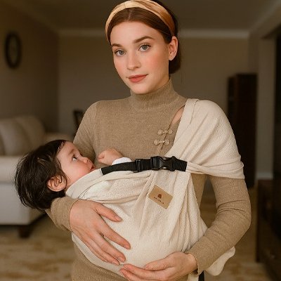 echarpe de portage bébé devant cocooning naturel