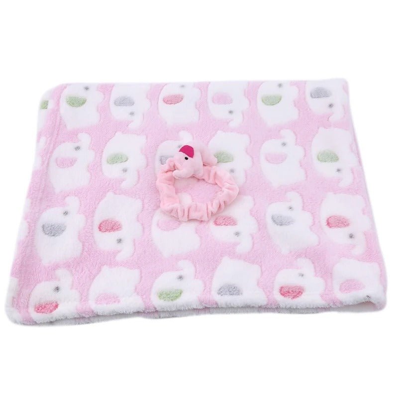 moelleux couverture polaire bébé rose avec attache éléphant