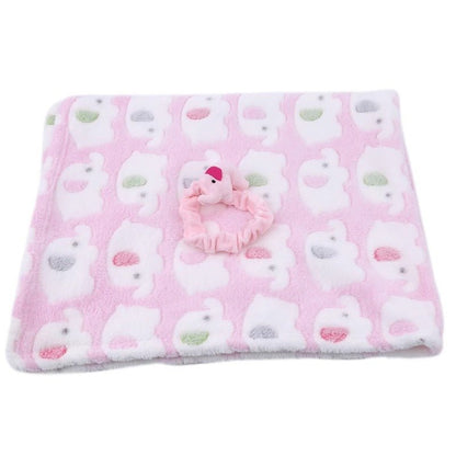 moelleux couverture polaire bébé rose avec attache éléphant