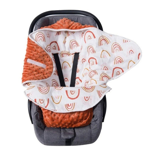 orange nid d'ange cosy avec des traits arc-en-ciel