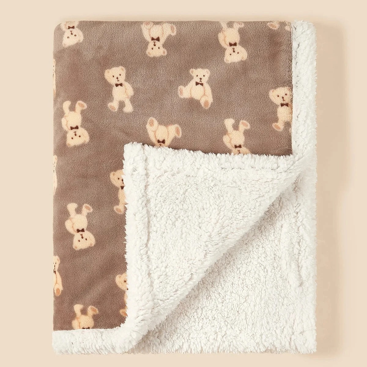 ourson marron couverture polaire bebe plier hottie