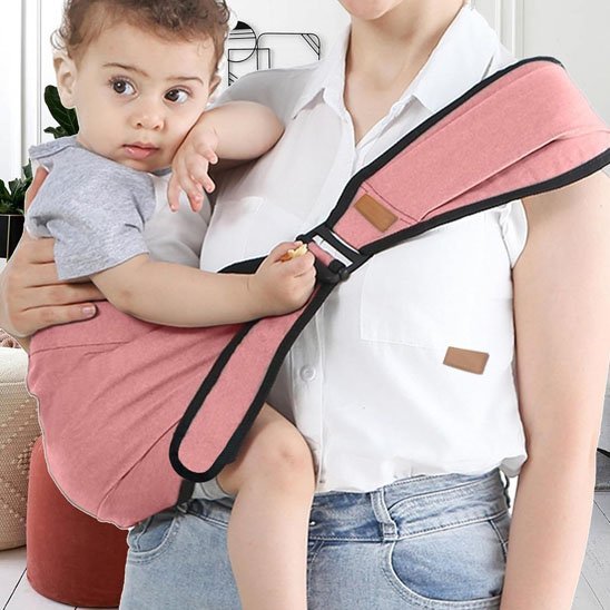 porte bebe hanche rose ergonomique latéral