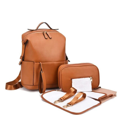 sac à dos à langer cuir marron élégance naturelle