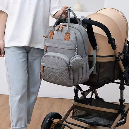sac à dos à langer élégant gris