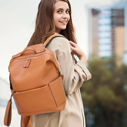 sac à dos à langer en cuir marron élégance naturelle