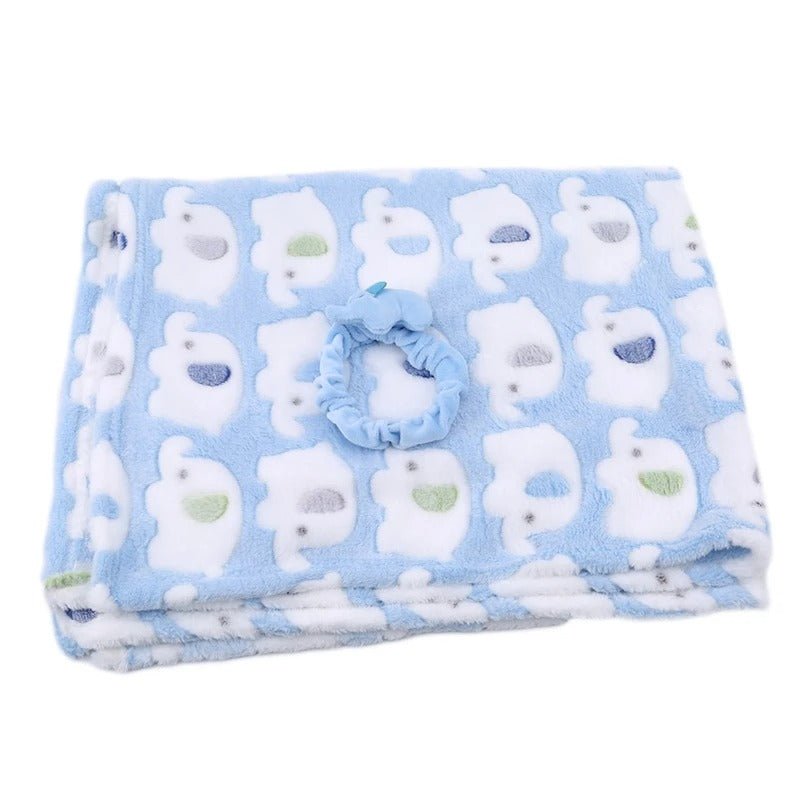 ultra couverture polaire bébé éléphant bleu avec attache